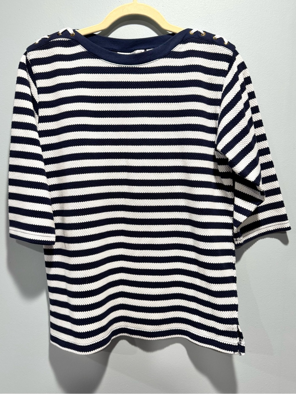 Navy and White Striped Nautical Style Knit Top